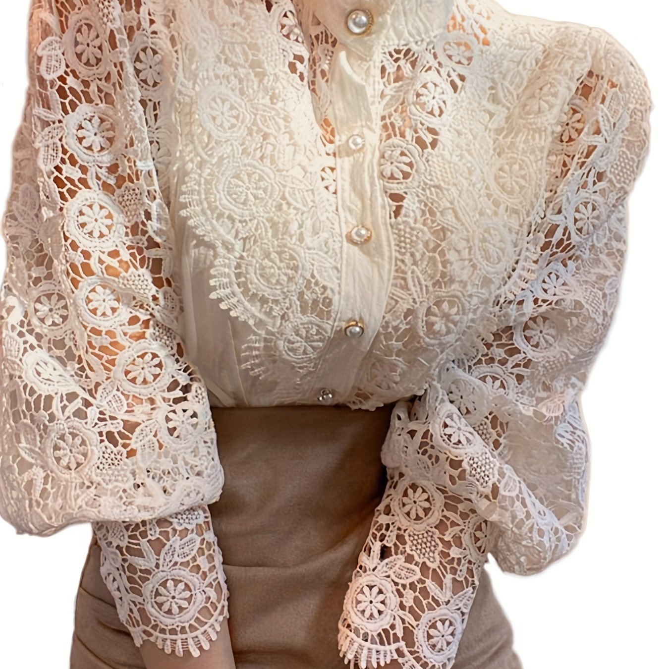 Vintage Lace Pearl Button Blouse