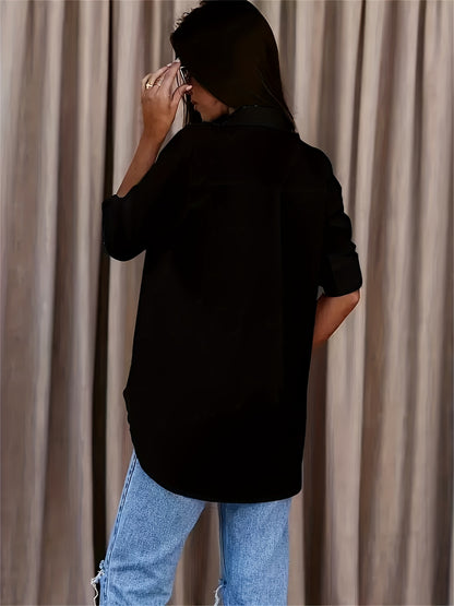 Rollable Sleeve Button Front Shirt