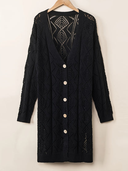 Stretchy V-Neck Knit Cardigan