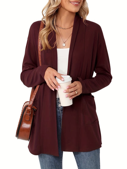 Cozy Open Front Cardigan with Pockets