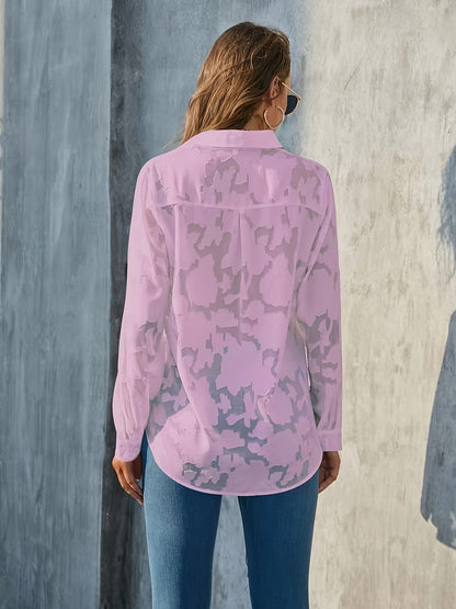 Floral Keyhole Neck Ruffle Sleeve Blouse
