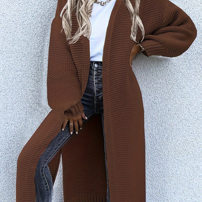 Long V-Neck Open Cardigan