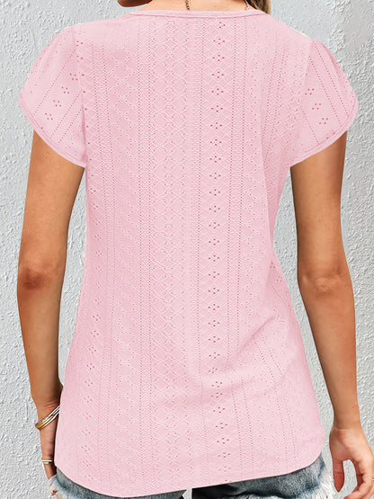 Ruffle Sleeve V-Neck Blouse