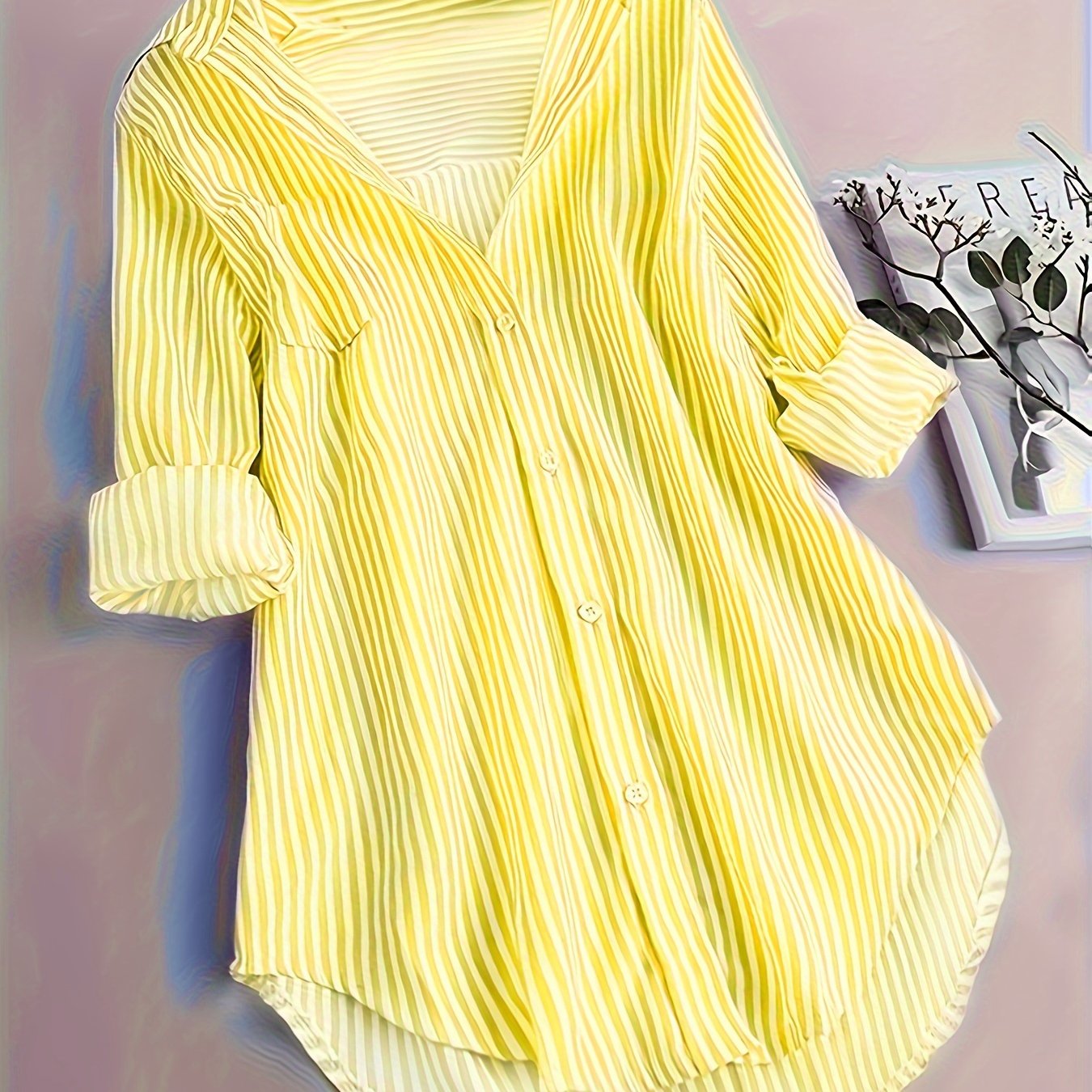 Striped Button Front Blouse