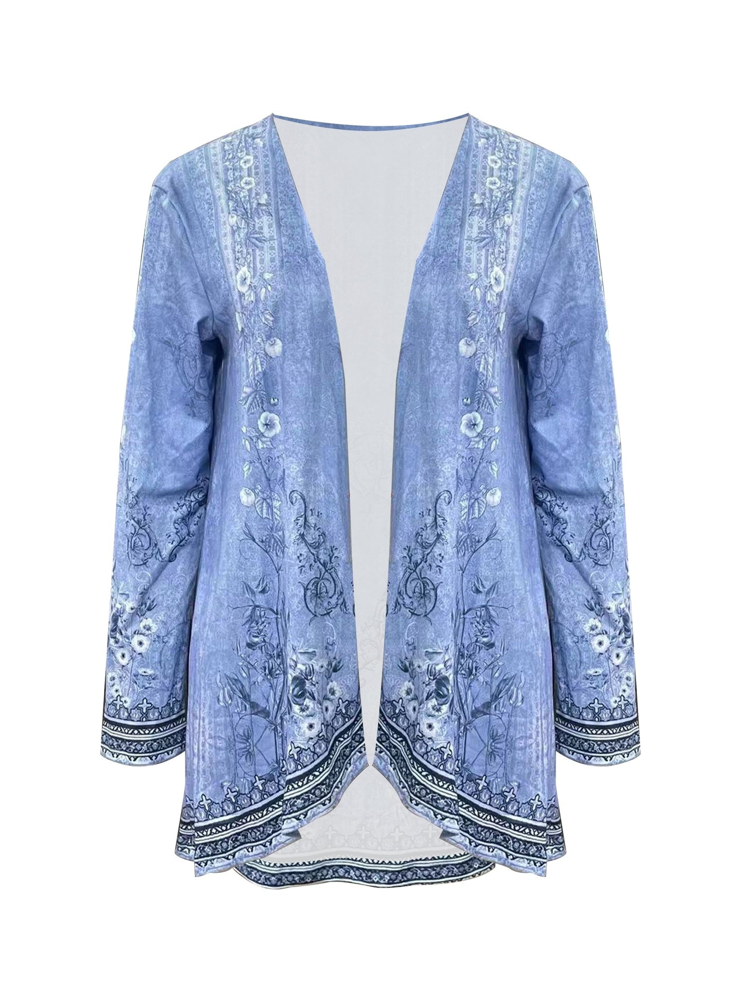 Floral Print Open Front Cardigan