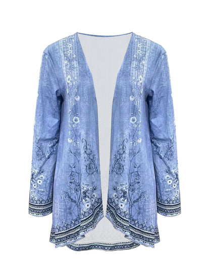 Floral Print Open Front Cardigan
