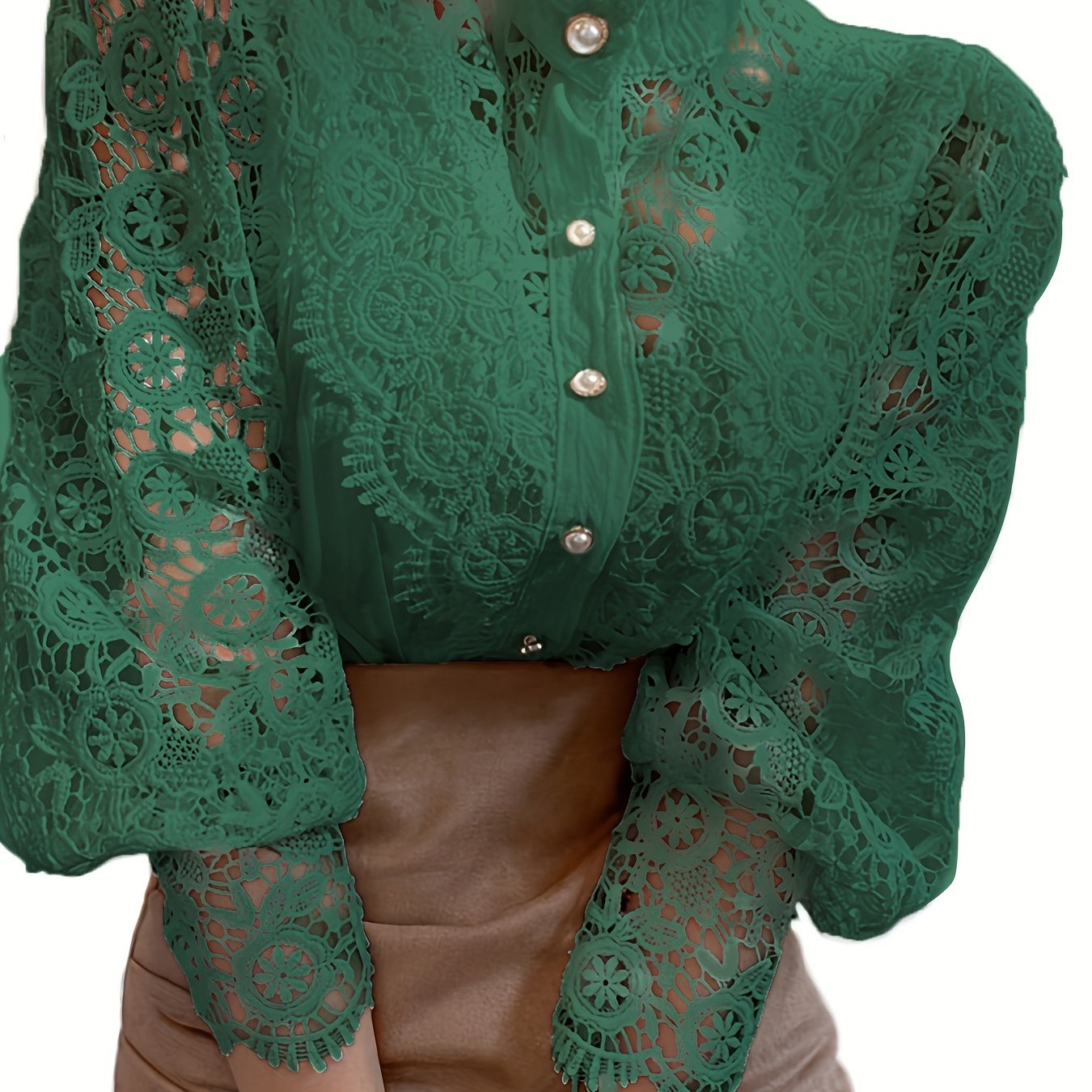 Vintage Lace Pearl Button Blouse