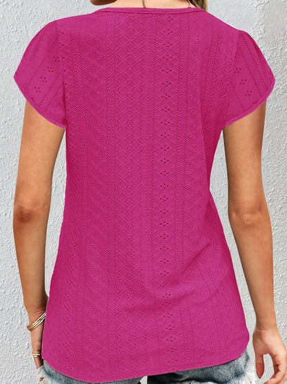 Ruffle Sleeve V-Neck Blouse