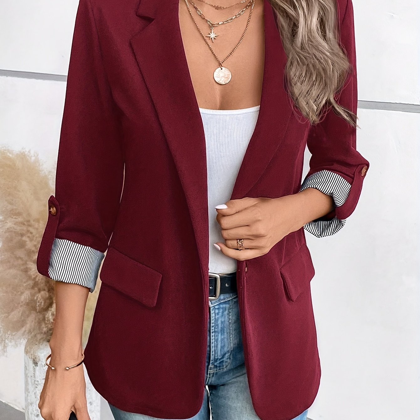 Button Front Lapel Blazer