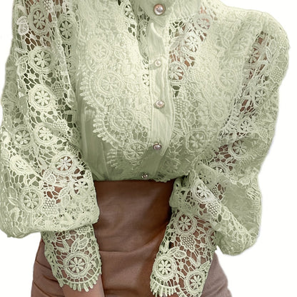 Vintage Lace Pearl Button Blouse