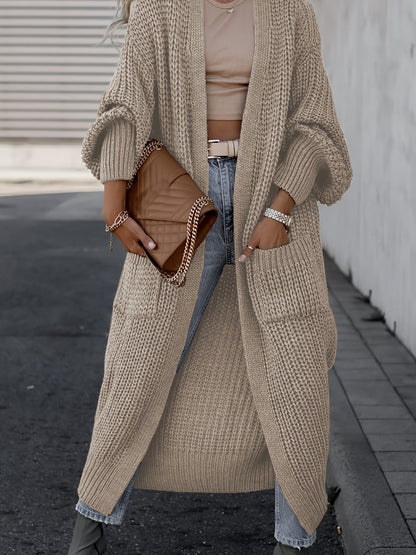 Deep V-Neck Ribbed Cardigan