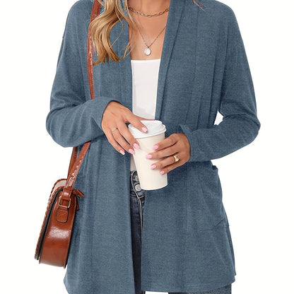 Cozy Open Front Cardigan with Pockets
