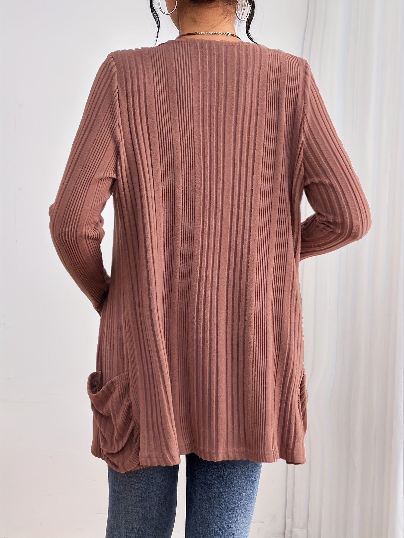 Ribbed Drop Shoulder Cardigan