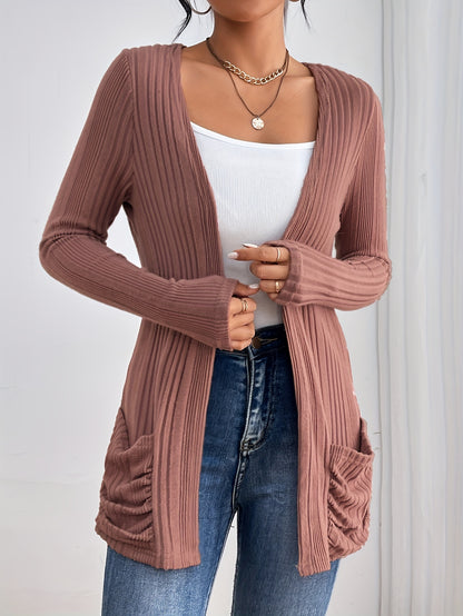 Ribbed Drop Shoulder Cardigan