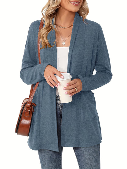 Cozy Open Front Cardigan with Pockets