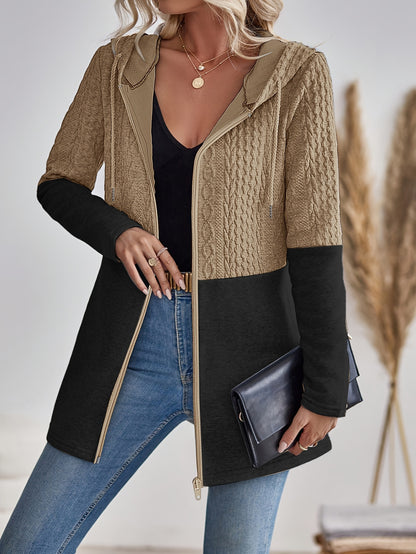 Hooded Zip-Up Cardigan