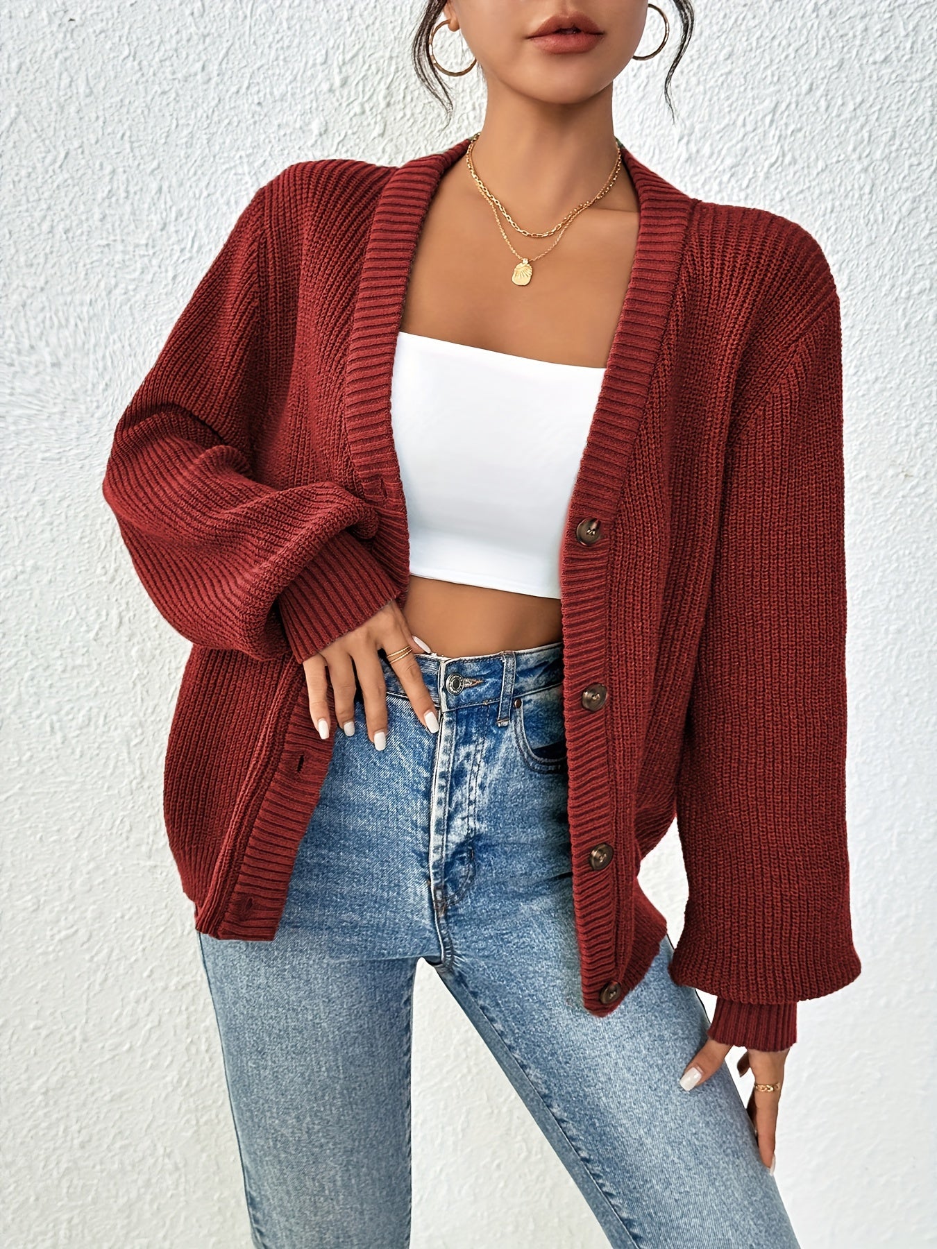 Elegant Knit Cardigan with Button Front