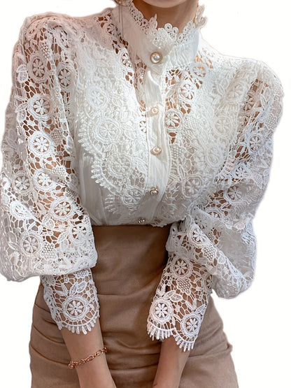 Vintage Lace Pearl Button Blouse