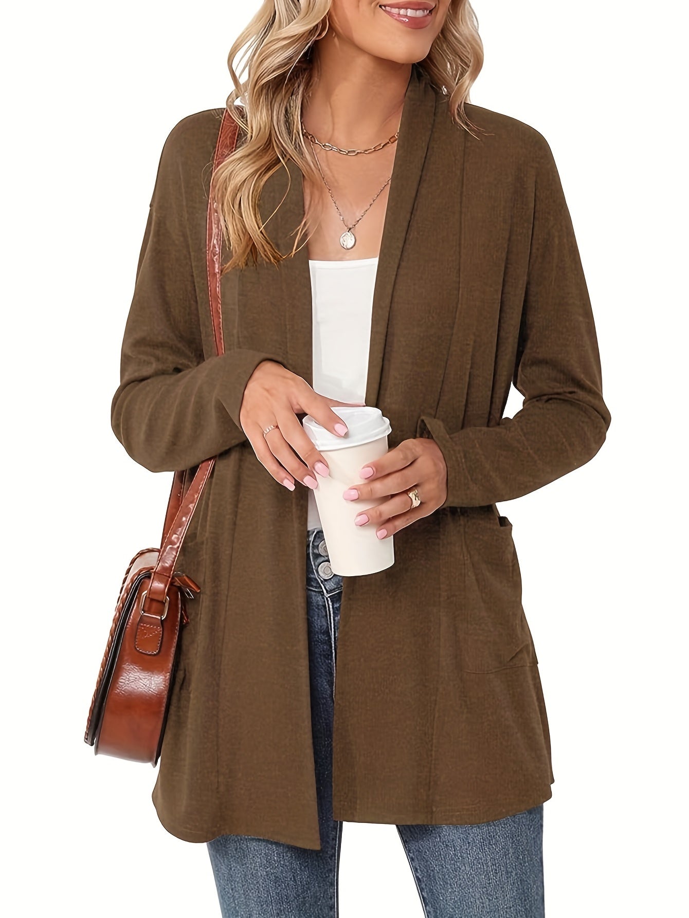 Cozy Open Front Cardigan with Pockets