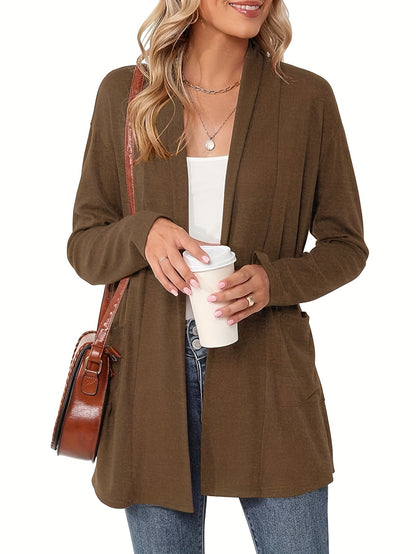 Cozy Open Front Cardigan with Pockets
