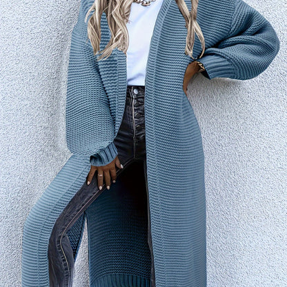 Long V-Neck Open Cardigan