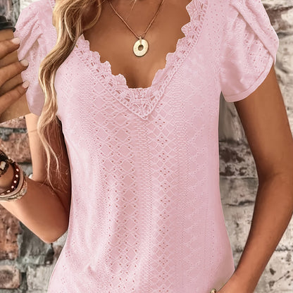 Ruffle Sleeve V-Neck Blouse