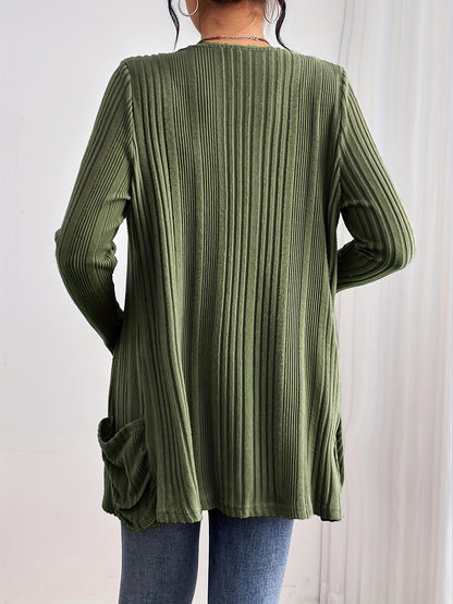 Ribbed Drop Shoulder Cardigan