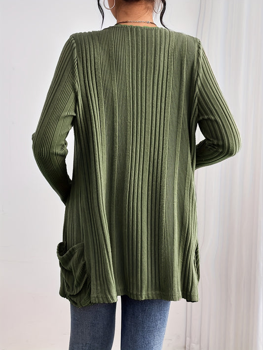 Ribbed Drop Shoulder Cardigan