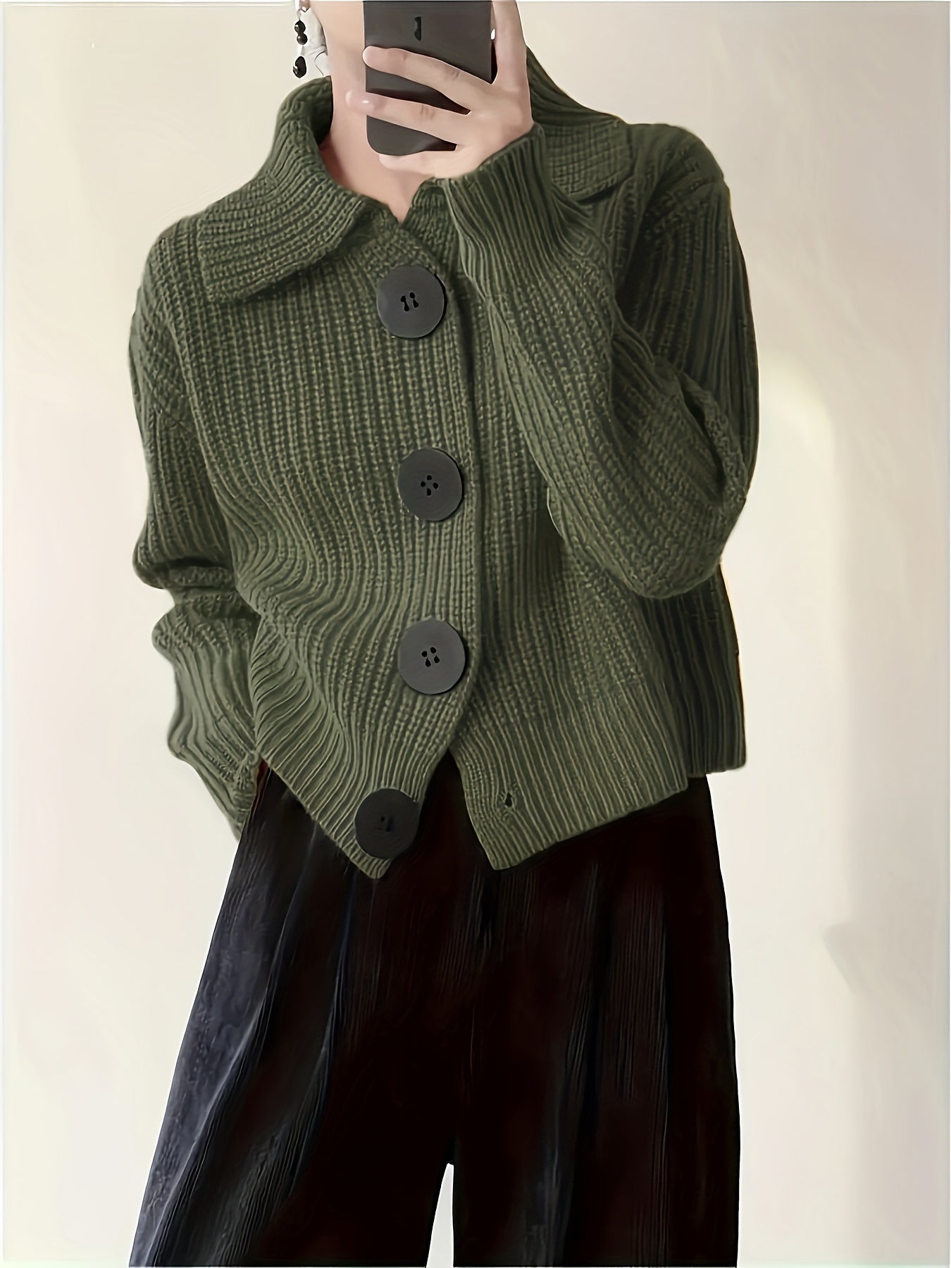 Loose Lapel Knit Sweater Jacket