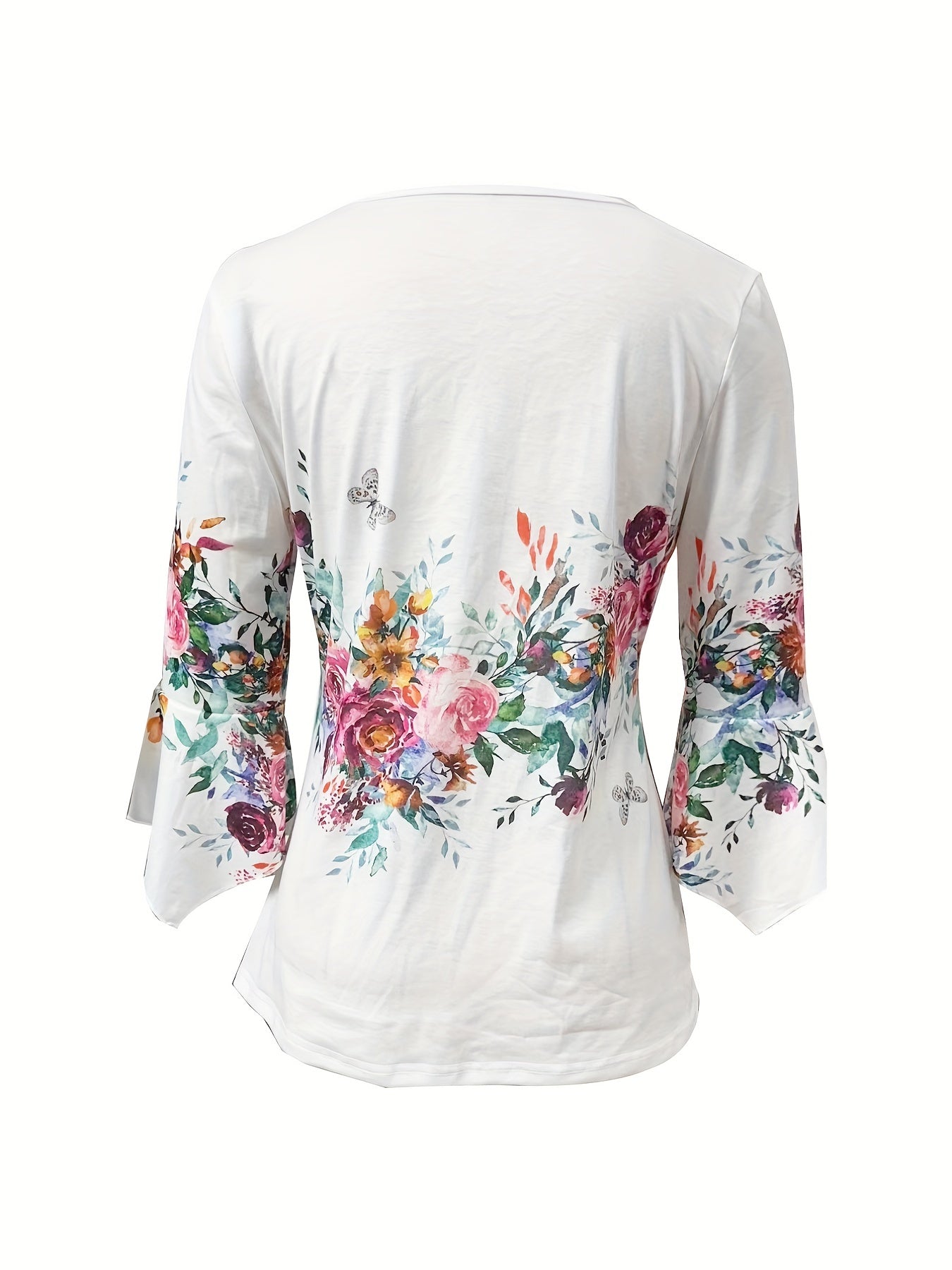 Floral V-Neck Button Blouse