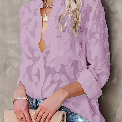 Floral Keyhole Neck Ruffle Sleeve Blouse