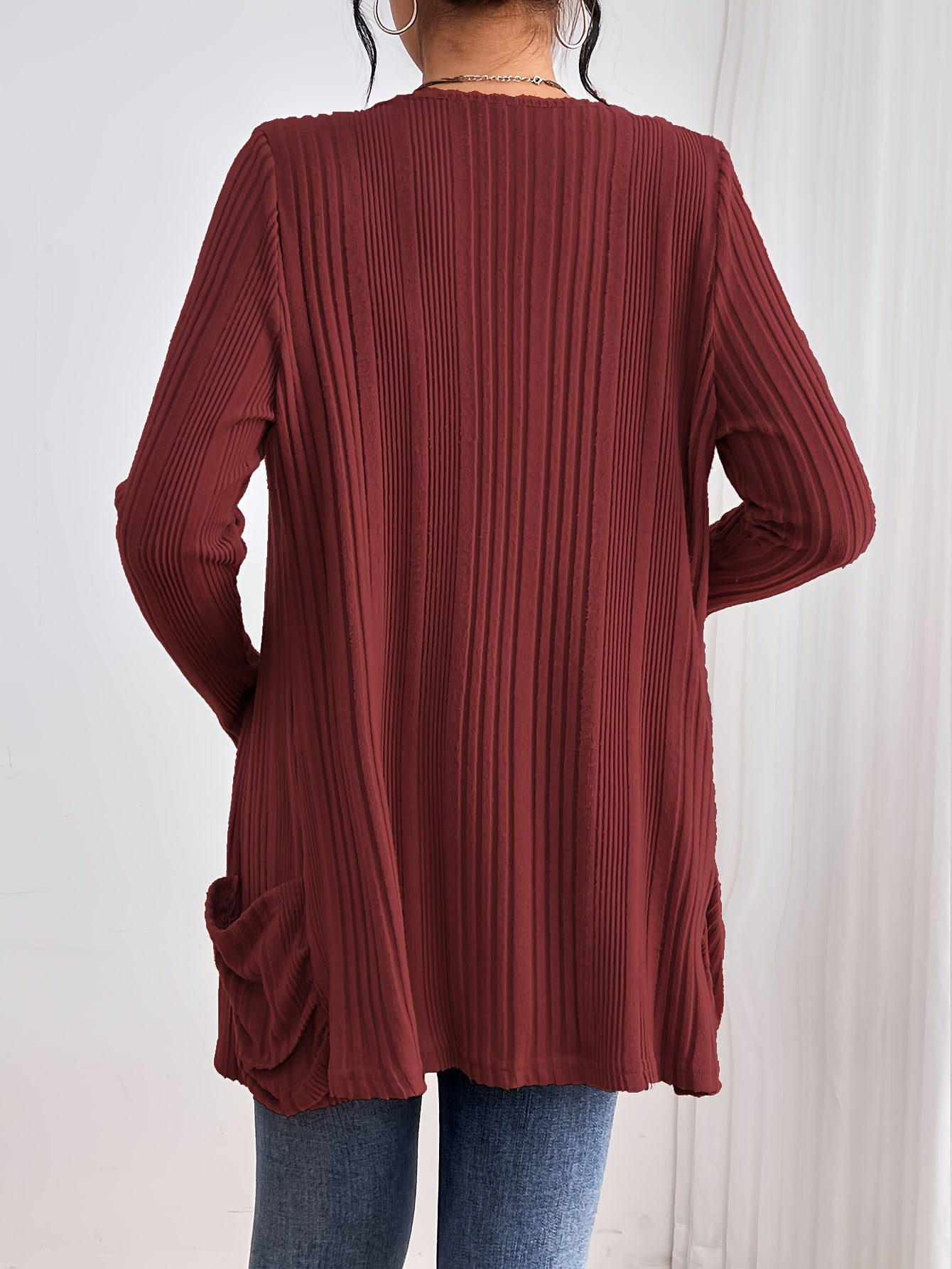 Ribbed Drop Shoulder Cardigan