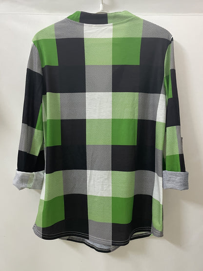 Plaid V-Neck Long Sleeve Shirt