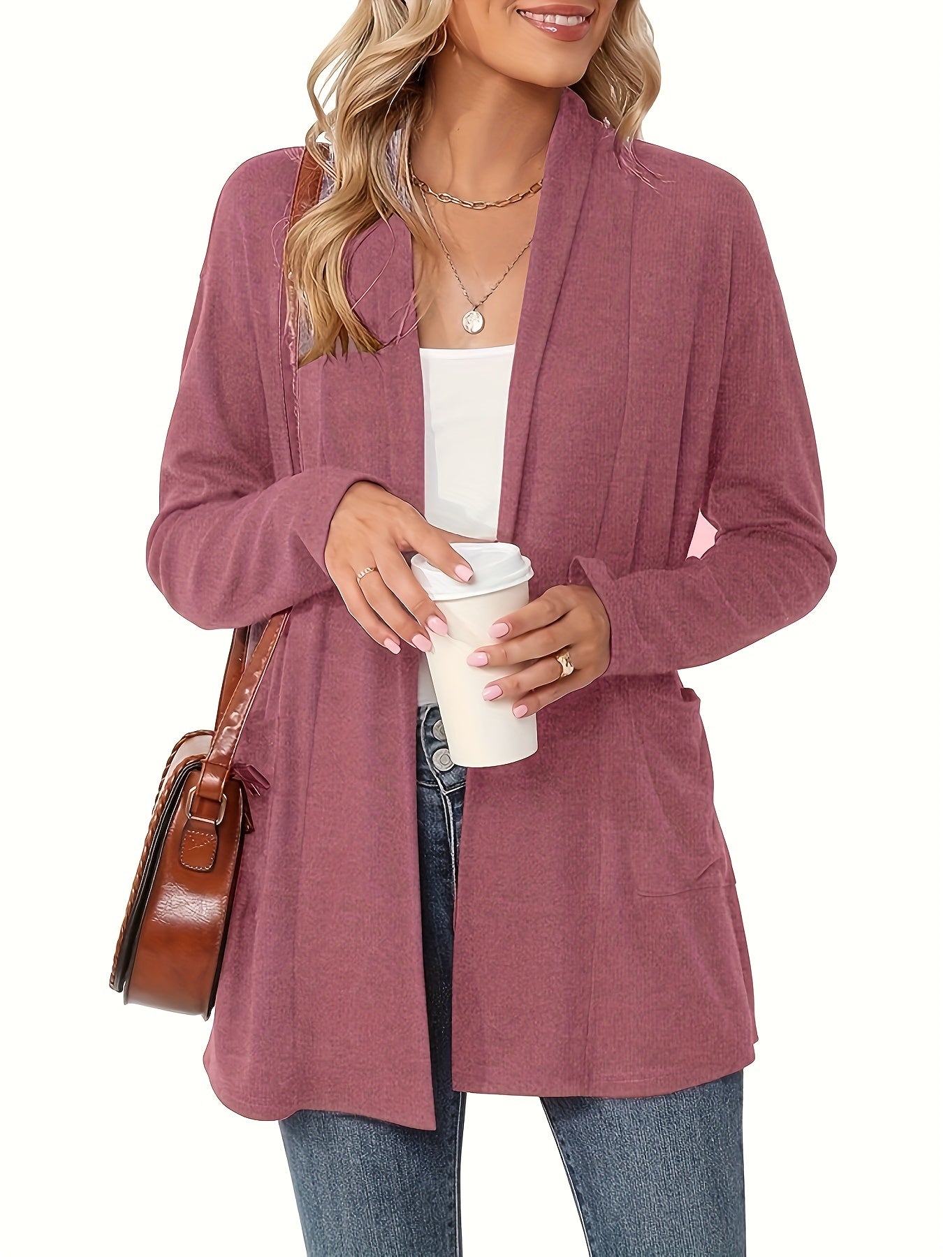 Cozy Open Front Cardigan with Pockets