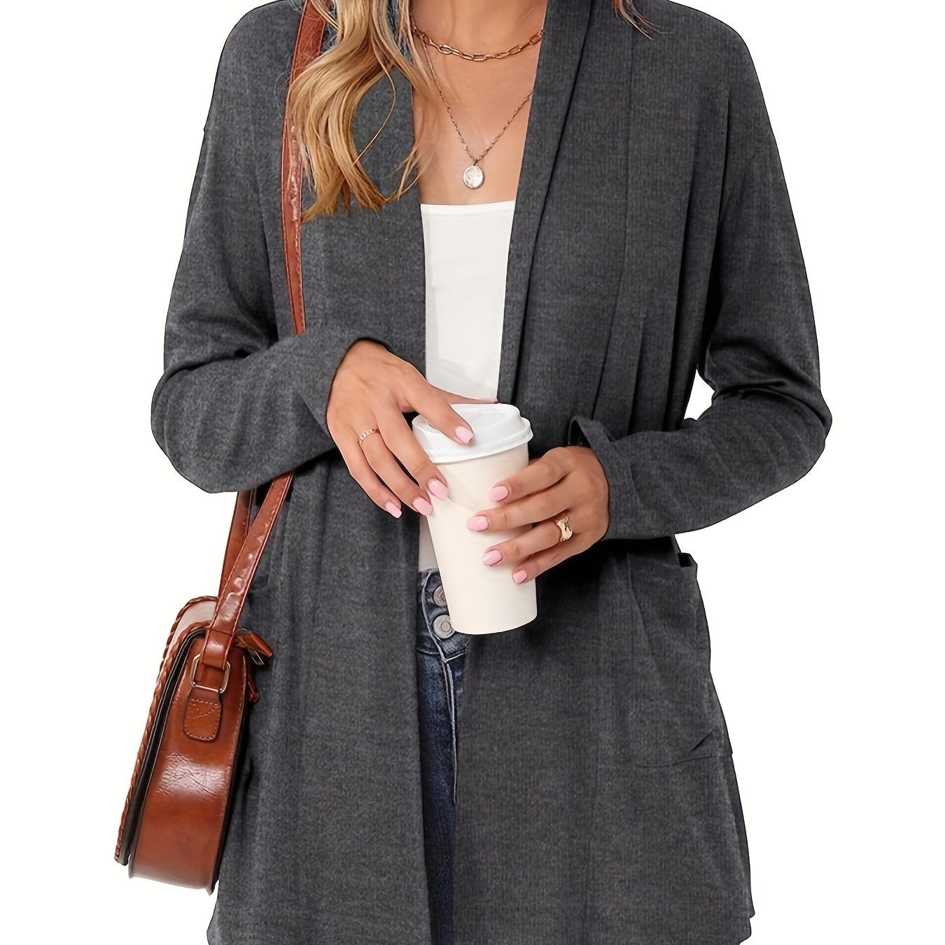 Cozy Open Front Cardigan with Pockets