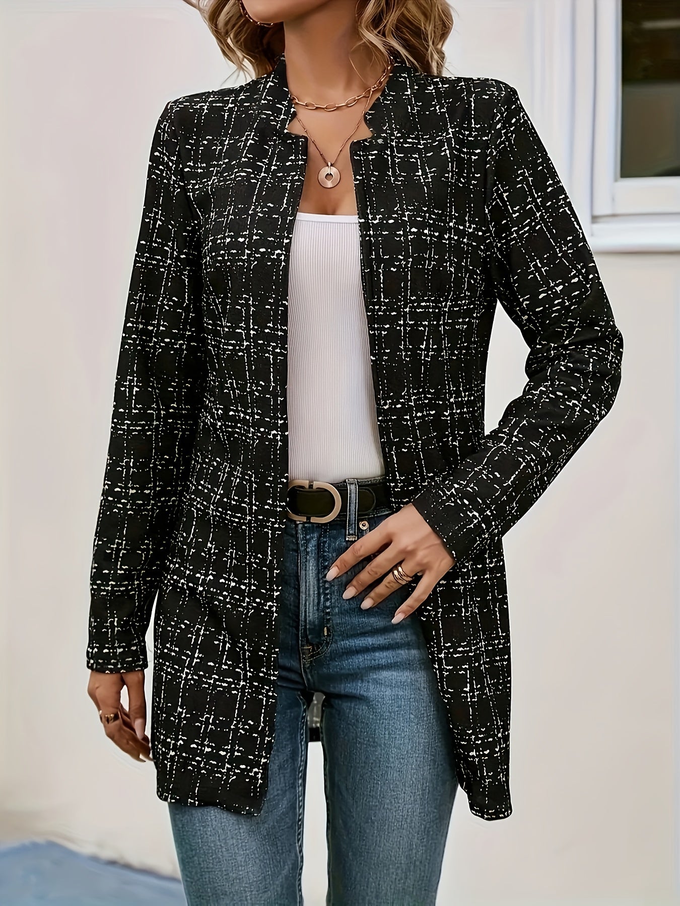 Colorblock Open Front Blazer