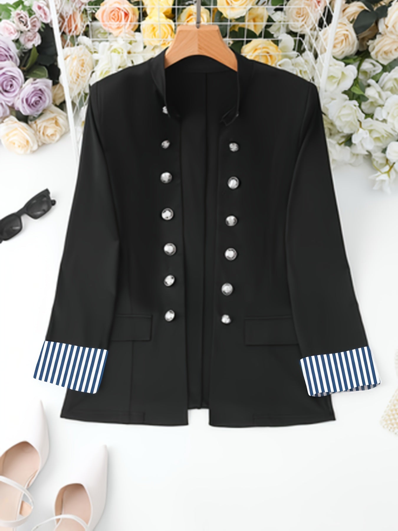 Striped Double-Breasted Blazer