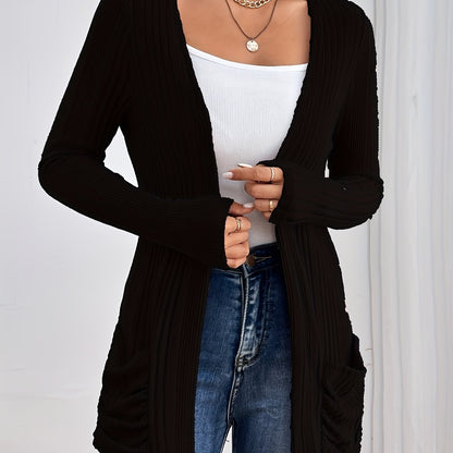 Ribbed Drop Shoulder Cardigan