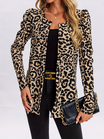 Leopard Print Open Front Jacket