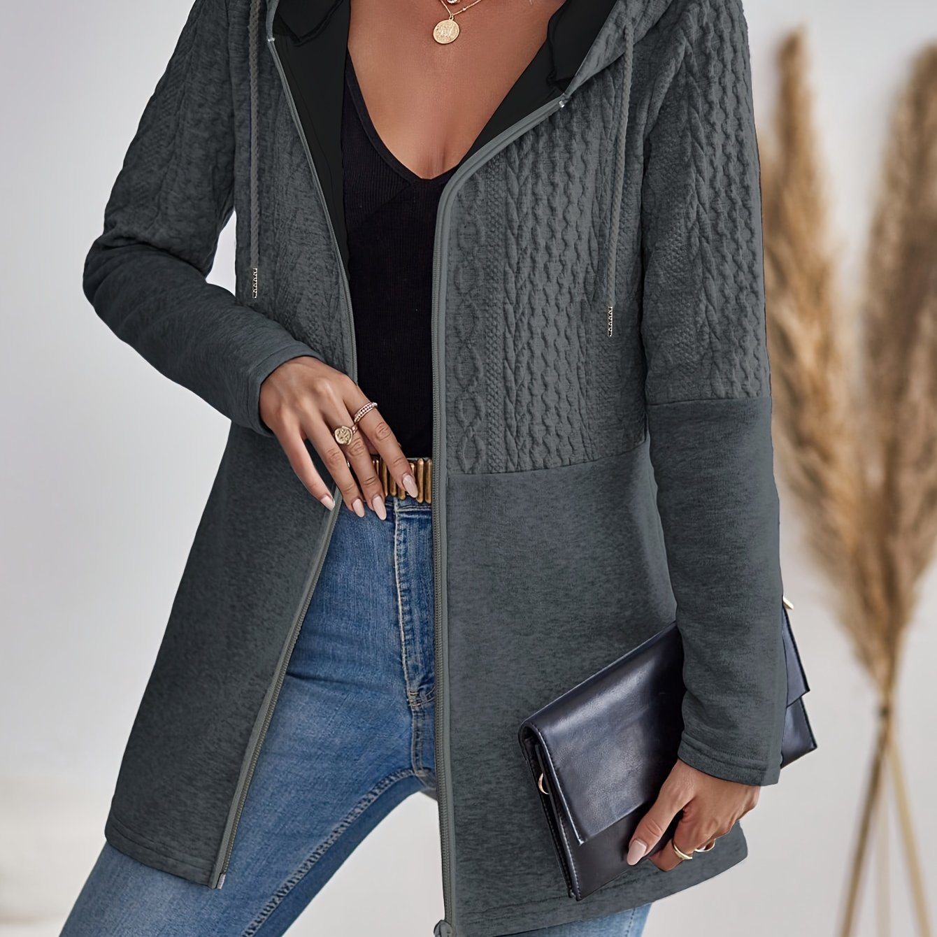 Hooded Zip-Up Cardigan