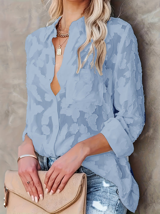Floral Keyhole Neck Ruffle Sleeve Blouse