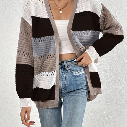 Cut-Out Color Block Cardigan