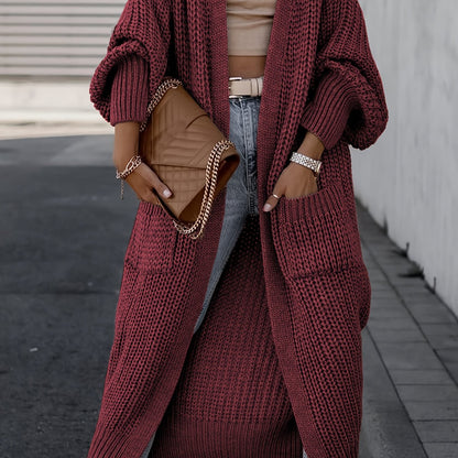 Deep V-Neck Ribbed Cardigan