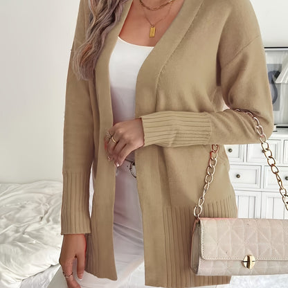 Plus Size Open Front Knit Cardigan