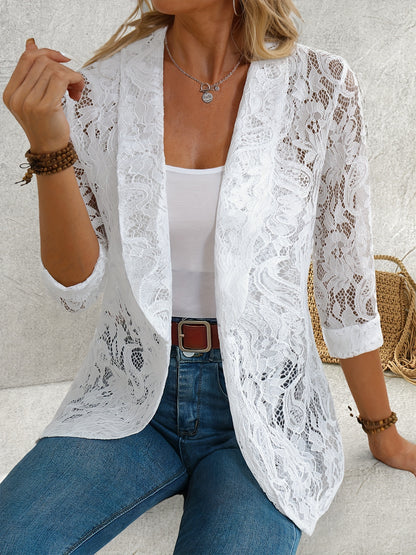 Floral Lace Open Front Blazer