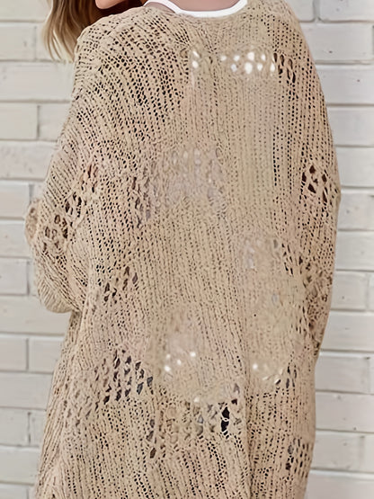 Crochet Open Front Knit Cardigan