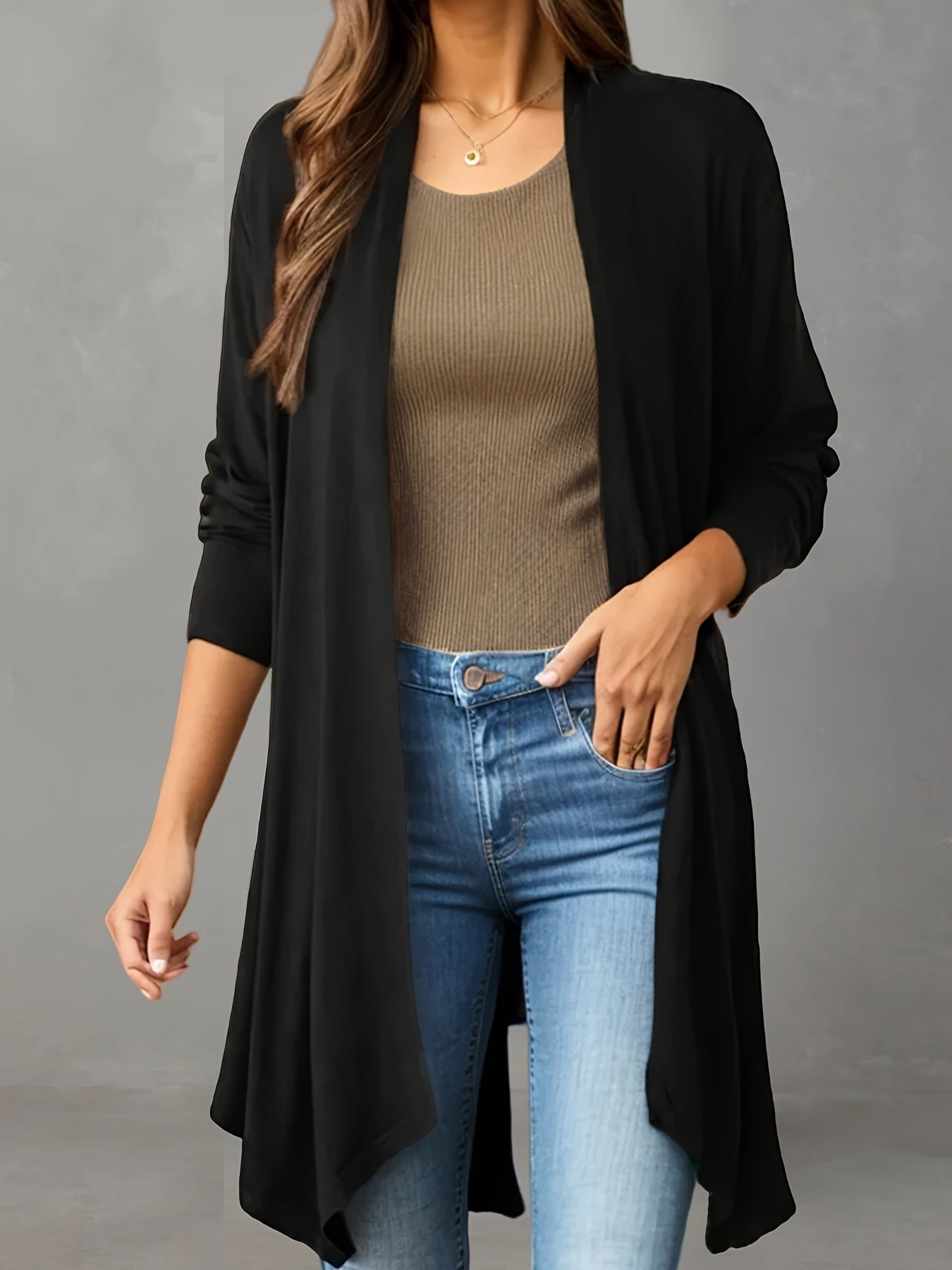 Lightweight Asymmetric Hem Cardigan