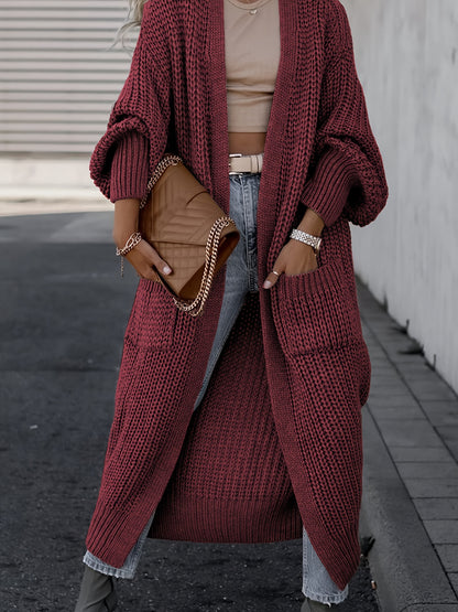 Deep V-Neck Ribbed Cardigan
