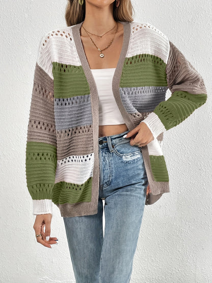 Cut-Out Color Block Cardigan