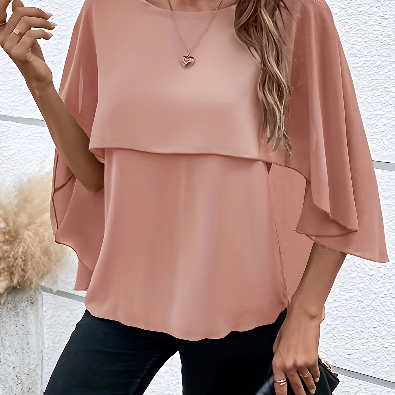 Asymmetrical Hem Short Sleeve Blouse